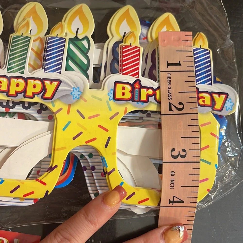 12~Colorful Funky Happy Birthday Cake Glasses w/candles party gag gift 6 1/2”